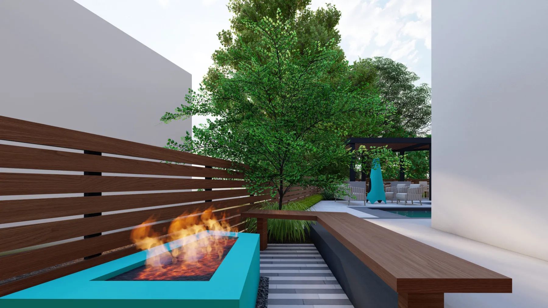 Wallace Lane, fire pit (concept rendering)