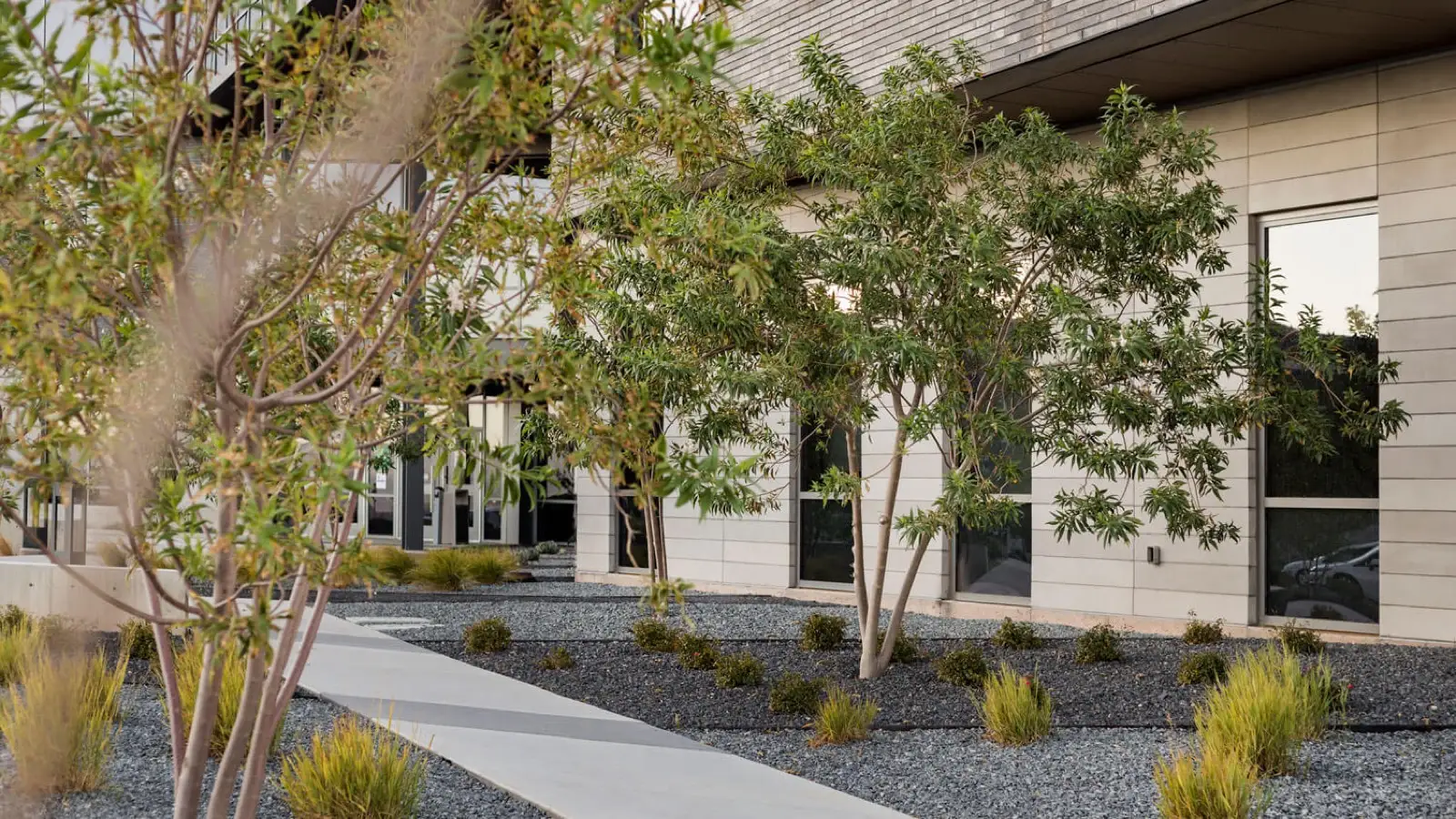 The elevated plaza · an abstraction of the surrounding geology