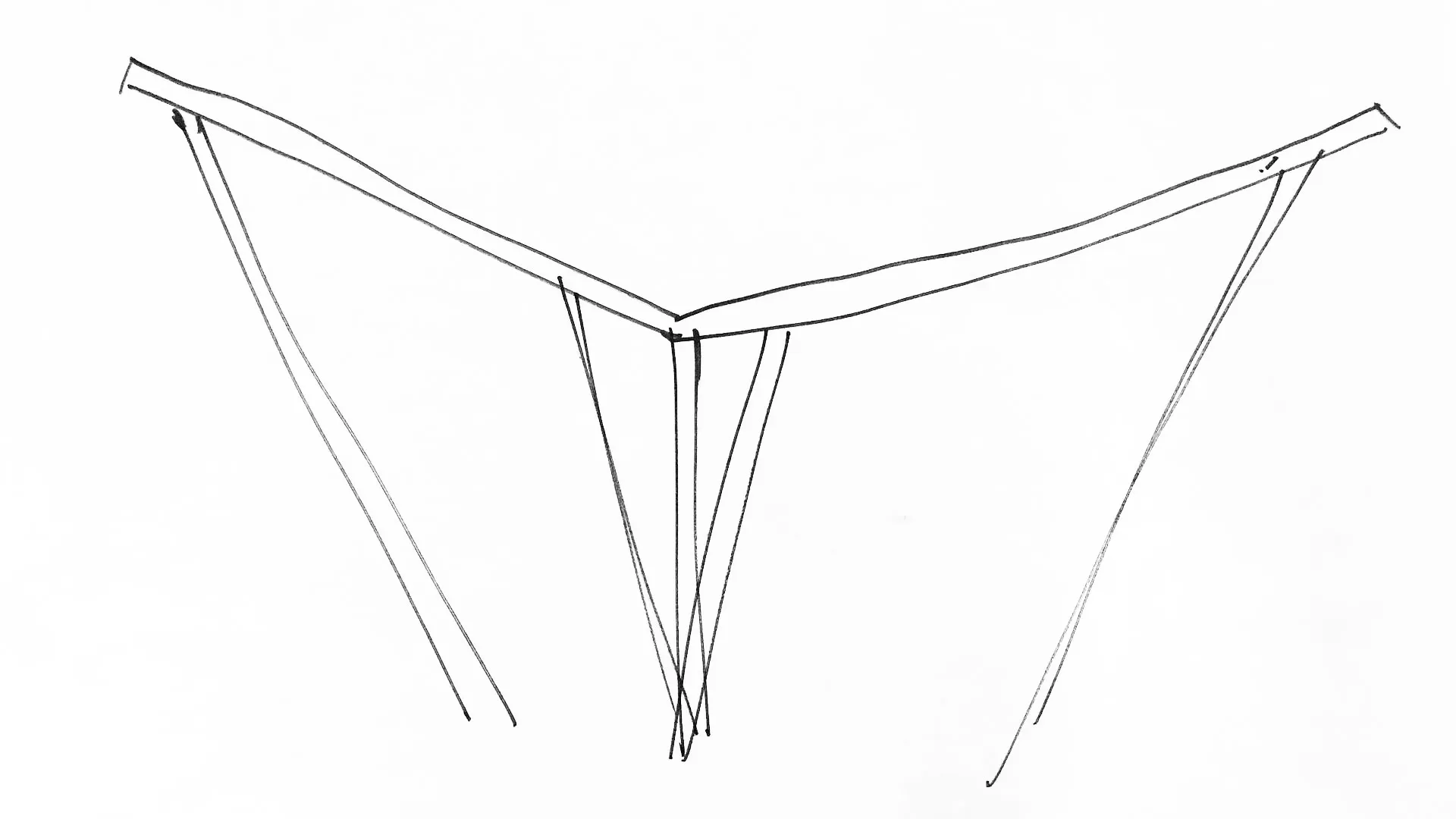 Charrette sketch on trace paper, shade structure study