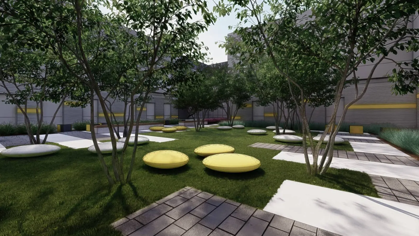 CTE High School Courtyard, concept rendering of the campus courtyard