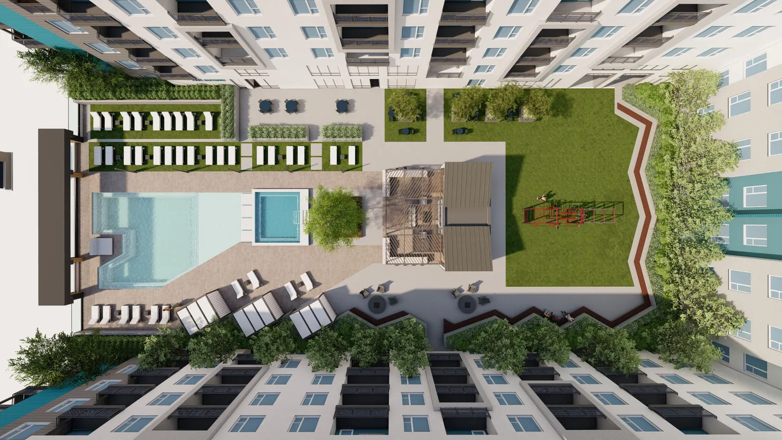 Rockwell, concept rendering of the courtyard amenities