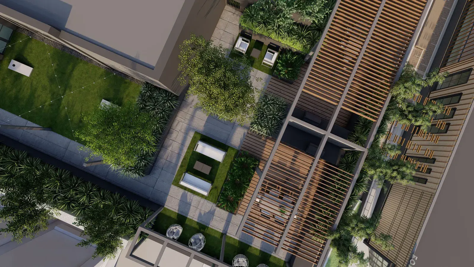 The Pearl, concept rendering of the rooftop and courtyard amenities