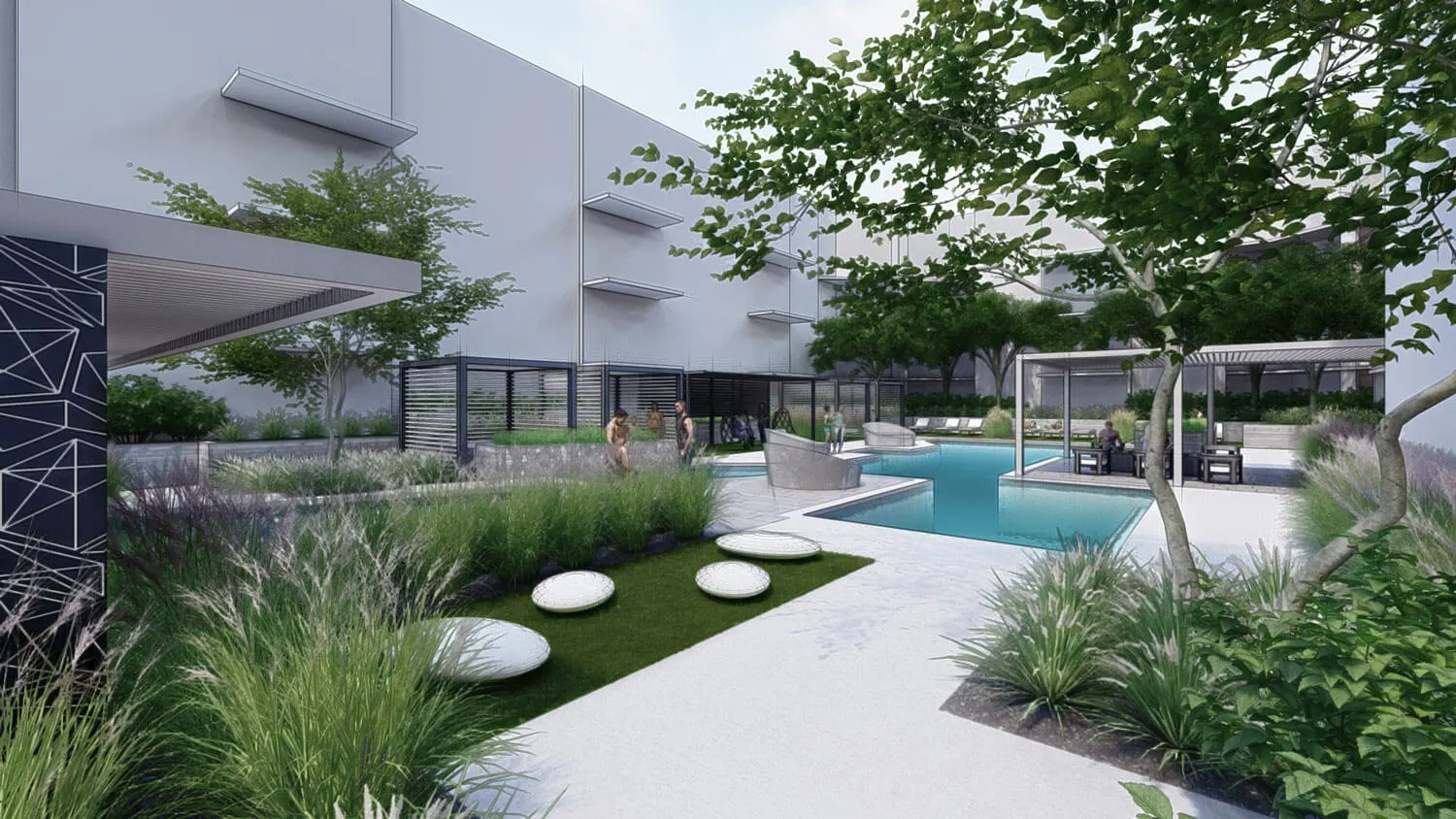 Van Winkle Crossing, concept rendering of the courtyard amenities